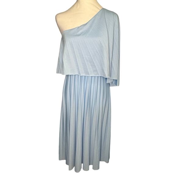 ASOS US size 2 pale blue one shoulder pleated crop top midi dress - Picture 4 of 16